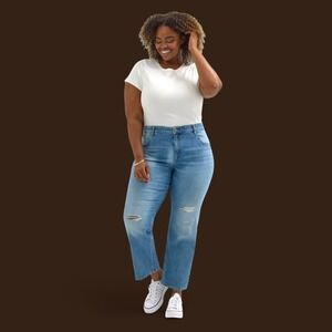 Lee Heritage Classic Straight Jeans Plus Size 24W Stretch Mid Rise Blue Denim